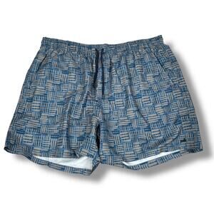 Southern Marsh‎ Swim Trunks Shorts Men’s 3X Blue Gray Geometric Lined Drawstring